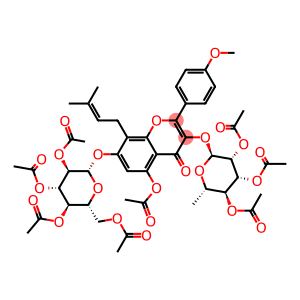 4H-1-Benzopyran-4-one, 5-(acetyloxy)-2-(4-methoxyphenyl)-8-(3-methyl-2-butenyl)-7-[(2,3,4,6-tetra-O-acetyl-β-D-glucopyranosyl)oxy]-3-[(2,3,4-tri-O-acetyl-6-deoxy-α-L-mannopyranosyl)oxy]- (9CI)