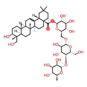 Olean-12-en-28-oic acid, 3,23-dihydroxy-, O-6-deoxy-α-L-mannopyranosyl-(1→4)-O-β-D-glucopyranosyl-(1→6)-β-D-glucopyranosyl ester, (3β,4α)-