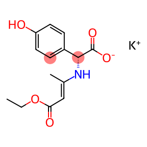 Benzeneacetic acid, alpha-((3-ethoxy-1-methyl-3-oxo-1-propenyl)amino)-4-hydroxy-, monopotassium salt, (alphar)-