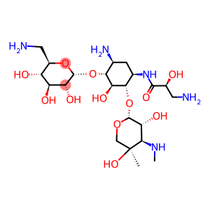 D-Streptamine, O-6-amino-6-deoxy-alpha-D-glucopyranosyl-(1-4)-O-(3-deoxy-4-C-methyl-3-(methylamino)-beta-L-arabinopyranosyl-(1-6))-N1-(3-amino-2-hydroxy-1-oxopropyl)-2-deoxy-, (S)-