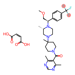 Vicriviroc maleate       1-[(4,6-Dimethyl-5-pyrimidinyl)carbonyl]-4-[(3S)-4-[(1R)-2-methoxy-1-[4-(trifluoromethyl)phenyl]ethyl]-3-methyl-1-piperazinyl]-4-methylpiperidine (2Z)-2-butenedioate