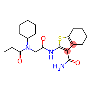 Benzo[b]thiophene-3-carboxamide, 2-[[[cyclohexyl(1-oxopropyl)amino]acetyl]amino]-4,5,6,7-tetrahydro- (9CI)