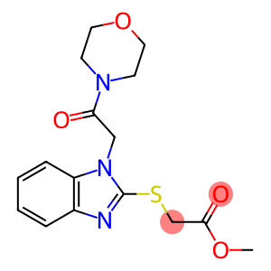 Acetic acid, [[1-[2-(4-morpholinyl)-2-oxoethyl]-1H-benzimidazol-2-yl]thio]-, methyl ester (9CI)