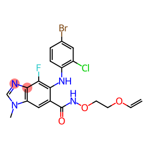 6-(4-bromo-2-chloroanilino)-N-(2-ethenoxyethoxy)-7-fluoro-3-methylbenzimidazole-5-carboxamide