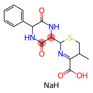 2H-1,3-Thiazine-4-carboxylic acid, 2-(3,6-dioxo-5-phenyl-2-piperazinyl)-5,6-dihydro-5-methyl-, sodium salt (1:1)