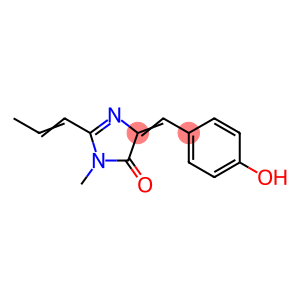 4H-Imidazol-4-one,  3,5-dihydro-5-[(4-hydroxyphenyl)methylene]-3-methyl-2-(1-propenyl)-,  radical  ion(1+)  (9CI)