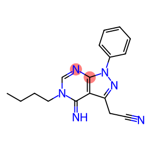 2-(5-Butyl-4-imino-1-phenyl-4,5-dihydro-1H-pyrazolo[3,4-d]pyrimidin-3-yl)acetonitrile