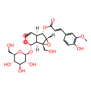 (1aS,1bS,2S,5aR,6S,6aS)-1a,1b,2,5a,6,6a-Hexahydro-6-hydroxy-1a-(hydroxymethyl)oxireno[4,5]cyclopenta[1,2-c]pyran-2-yl beta-D-glucopyranoside 6-[(2E)-3-(4-hydroxy-3-methoxyphenyl)-2-propenoate]