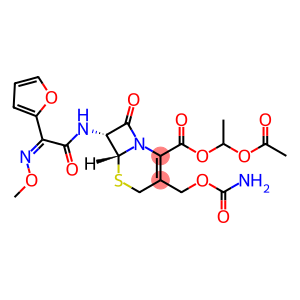 5-Thia-1-azabicyclo[4.2.0]oct-2-ene-2-carboxylic acid, 3-(((aminocarbonyl)oxy)methyl)-7-((2-furanyl(methoxyimino)a cetyl)-amino)-8-oxo-, 1-(acetyloxy)ethyl ester, (6R-(6alpha,7beta(Z)))-