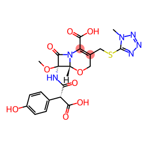 (6R,7R)-7-{[carboxy(4-hydroxyphenyl)acetyl]amino}-7-methoxy-3-{[(1-methyl-1H-tetrazol-5-yl)sulfanyl]methyl}-8-oxo-5-oxa-1-azabicyclo[4.2.0]oct-2-ene-2-carboxylic acid