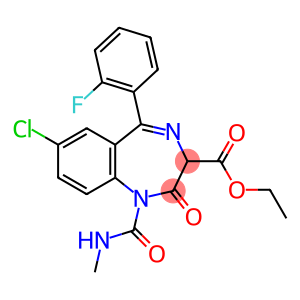 1H-1,4-Benzodiazepine-3-carboxylic acid, 7-chloro-5-(2-fluorophenyl)-2,3-dihydro-1-[(methylamino)carbonyl]-2-oxo-, ethyl ester