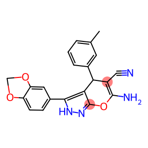 6-amino-3-(1,3-benzodioxol-5-yl)-4-(3-methylphenyl)-2,4-dihydropyrano[2,3-c]pyrazole-5-carbonitrile