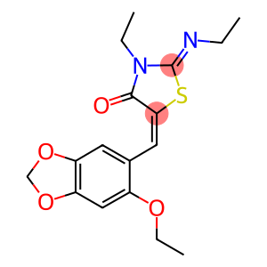 5-[(6-ethoxy-1,3-benzodioxol-5-yl)methylene]-3-ethyl-2-(ethylimino)-1,3-thiazolidin-4-one