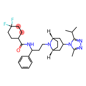 4,4-difluoro-N-[(1S)-3-[(1S,5R)-3-(3-methyl-5-propan-2-yl-1,2,4-triazo l-4-yl)-8-azabicyclo[3.2.1]oct-8-yl]-1-phenyl-propyl]cyclohexane-1-car boxamide