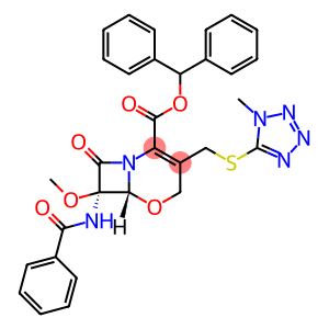 5-Oxa-1-azabicyclo[4.2.0]oct-2-ene-2-carboxylic acid, 7-(benzoylamino)-7-methoxy-3-[[(1-methyl-1H-tetrazol-5-yl)thio]methyl]-8-oxo-, diphenylmethyl ester, (6R,7R)-