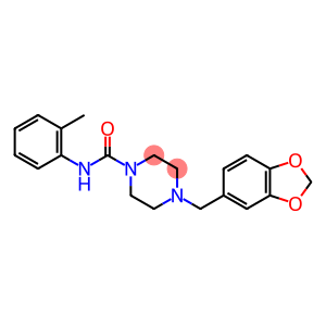 (4-(BENZO[3,4-D]1,3-DIOXOLEN-5-YLMETHYL)PIPERAZINYL)-N-(2-METHYLPHENYL)FORMAMIDE