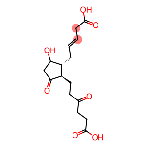 9-hydroxy-11,15-dioxo-2,3,18,19-tetranorprost-5-ene-1,20-dioic acid