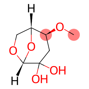.beta.-D-erythro-Hexopyranos-2-ulose, 1,6-anhydro-3-deoxy-4-O-methyl-, 2-hydrate
