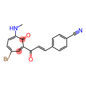 4-{3-[3-bromo-6-(methylamino)-7-oxo-1,3,5-cycloheptatrien-1-yl]-3-oxo-1-propenyl}benzonitrile