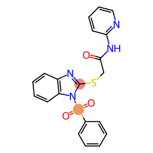 2-{[1-(phenylsulfonyl)-1H-benzimidazol-2-yl]sulfanyl}-N-(2-pyridinyl)acetamide