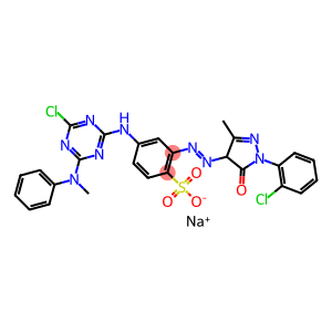 Benzenesulfonic acid, 4-[[4-chloro-6-(methylphenylamino)-1, 3, 5-triazin-2-yl]amino]-2-[[1-(2-chlorophenyl)-4, 5-dihydro-3-methyl-5-oxo-1H-pyrazol-4-yl]azo], monosodium salt