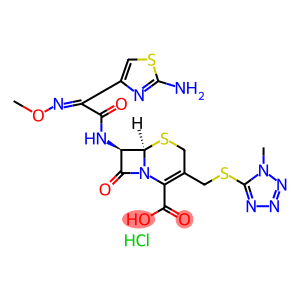 (6R,7R)-7-(2-(2-氨基-4-噻唑基)(甲氧亚氨基)乙酰氨基)-3-(((1-甲基-1H-四唑-5-基)-硫)甲基)-8-氧代-5-硫杂-1-氮杂双环(4.2.0)辛-2-烯-2-甲酸盐酸盐