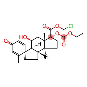 Spiro[2,5-cyclohexadiene-1,3'(2'H)-as-indacene]-6'-carboxylic acid, 6'-[(ethoxycarbonyl)oxy]-1',3'a,4',5',5'a,6',7',8',8'a,8'b-decahydro-4'-hydroxy-2,5'a-dimethyl-4-oxo-, chloromethyl ester, (1R,3'aS,4'S,5'aS,6'R,8'aS,8'bS)-