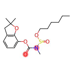 ((Hexyloxy)sulfinyl)methylcarbamic acid 2,3-dihydro-2,2-dimethyl-7-ben zofuranyl ester