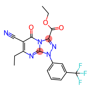 ethyl 6-cyano-7-ethyl-5-oxo-1-[3-(trifluoromethyl)phenyl]-1,5-dihydro[1,2,4]triazolo[4,3-a]pyrimidine-3-carboxylate