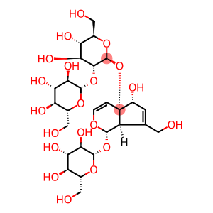 (2S,3R,4S,5S,6R)-2-(((2S,3R,4S,5S,6R)-4,5-Dihydroxy-2-(((1S,4aS,5R,7aR)-5-hydroxy-7-(hydroxymethyl)-1-(((2S,3R,4S,5S,6R)-3,4,5-trihydroxy-6-(hydroxymethyl)tetrahydro-2H-pyran-2-yl)oxy)-5,7a-dihydrocyclopenta[c]pyran-4a(1H)-yl)oxy)-6-(hydroxymethyl)tetrahydro-2H-pyran-3-yl)oxy)-6-(hydroxymethyl)tetrahydro-2H-pyran-3,4,5-triol