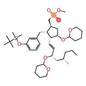 CyclopentaneMethanol, 2-[[3-[[(1,1-diMethylethyl)diMethylsilyl]oxy]phenyl]Methyl]-4-[(tetrahydro-2 H-pyran-2-yl)oxy]-3-[3-[(tetrahydro-2H-pyran-2-yl)oxy]-1-octenyl]-, Methanesulfonate, [1S-[1a,2a,3b(1E,3R*),4a]]-