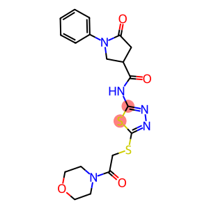 N-(5-{[2-(4-morpholinyl)-2-oxoethyl]sulfanyl}-1,3,4-thiadiazol-2-yl)-5-oxo-1-phenyl-3-pyrrolidinecarboxamide