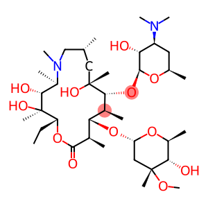 1-Oxa-6-azacyclopentadecan-15-one,13-((2,6-dideoxy-3-C-methyl-1-3-O-methyl-alpha-L-ribo-hexopyranosyl)-oxy)-2-ethyl-3,4,10-trihydroxy-3,5,6,8,10,12,14-heptamethyl-11-((3,4,6-trideoxy-3-(dimethylamino)-beta-D-xylo-hexopyranosyl)oxy)
