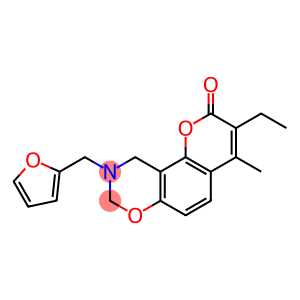 2H,8H-Pyrano[2,3-f][1,3]benzoxazin-2-one, 3-ethyl-9-(2-furanylmethyl)-9,10-dihydro-4-methyl-