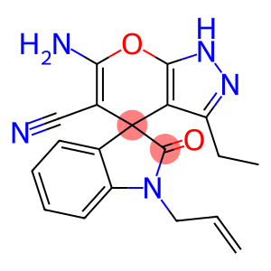 6-amino-3-ethyl-2,4-dihydropyrano[2,3-c]pyrazole-5-carbonitrile-4-spiro-3'-(1'-allyl-1',3'-dihydro-2'H-indol-2'-one)
