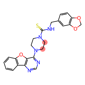 N-(1,3-Benzodioxol-5-ylmethyl)-4-benzofuro[3,2-d]pyrimidin-4-yl-1-piperazinecarbothioamide
