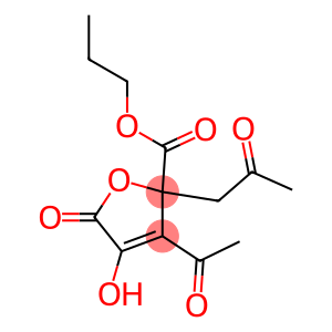 3-Acetyl-2,5-dihydro-4-hydroxy-5-oxo-2-(2-oxopropyl)-2-furancarboxylic acid propyl ester