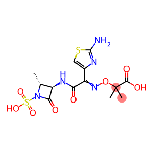 Propanoic acid, 2-[[[1-(2-amino-4-thiazolyl)-2-[(2-methyl-4-oxo-1-sulfo-3-azetidinyl)amino]-2-oxoethylidene]amino]oxy]-2-methyl-, trans- (9CI)