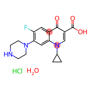 1-cyclopropyl-6-fluoro-4-oxo-7-(1-piperazinyl)-3-quinolinecarboxylic acid hydrate hydrochloride