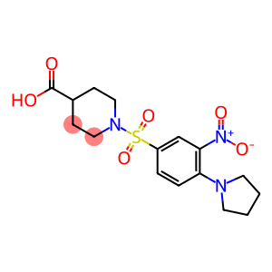 1-([3-NITRO-4-(1-PYRROLIDINYL)PHENYL]SULFONYL)-4-PIPERIDINECARBOXYLIC ACID