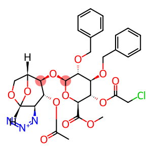 (2S,3S,4S,5R,6R)-methyl 6-((1R,2S,3R,4R,5R)-3-acetoxy-4-azido-6,8-dioxabicyclo[3,2,1]octan-2-yloxy)-4,5-bis(benzyloxy)-3-(chlorocarbonyloxy)tetrahydro-2H-pyran-2-carboxylate