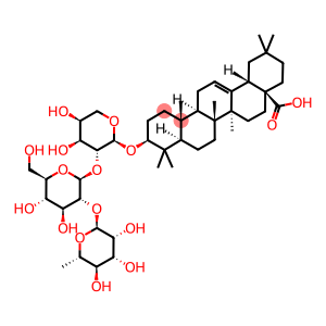 3-{[6-deoxyhexopyranosyl-(1->2)hexopyranosyl-(1->2)pentopyranosyl]oxy}olean-12-en-28-oic acid