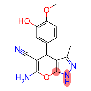 6-AMINO-4-(3-HYDROXY-4-METHOXY-PHENYL)-3-METHYL-1,4-DIHYDRO-PYRANO[2,3-C]PYRAZOLE-5-CARBONITRILE