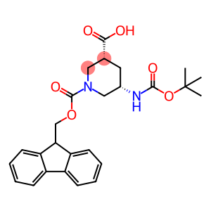 1,3-Piperidinedicarboxylic acid, 5-[[(1,1-dimethylethoxy)carbonyl]amino]-, 1-(9H-fluoren-9-ylmethyl) ester, (3R,5S)-rel-
