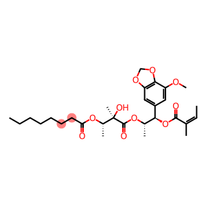 Octanoic acid, (1S,2R)-2-hydroxy-3-[(1S,2R)-2-(7-methoxy-1,3-benzodioxol-5-yl)-1-methyl-2-[[(2Z)-2-methyl-1-oxo-2-buten-1-yl]oxy]ethoxy]-1,2-dimethyl-3-oxopropyl ester