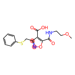 4-Isoxazolecarboxylic  acid,  5-[[(2-methoxyethyl)amino]carbonyl]-3-[(phenylthio)methyl]-