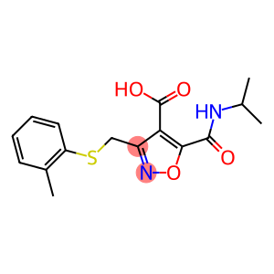 4-Isoxazolecarboxylic  acid,  5-[[(1-methylethyl)amino]carbonyl]-3-[[(2-methylphenyl)thio]methyl]-