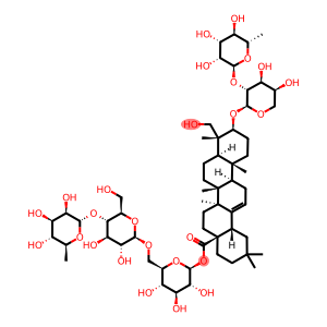 Olean-12-en-28-oic acid, 3-((2-o-(6-deoxy-alpha-L-mannopyranosyl)-alpha-L-arabinopyranosyl)oxy)-23-hydroxy-, o-6-deoxy-alpha-L-mannopyranosyl-(1.4)-o-beta-D-glucopyranosyl-(1.6)-beta-D-glucopyranosyl ester, (3beta,4alpha)-