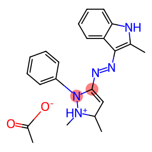 1,5-dimethyl-3-[(2-methyl-1H-indol-3-yl)azo]-2-phenyl-1H-pyrazolium acetate
