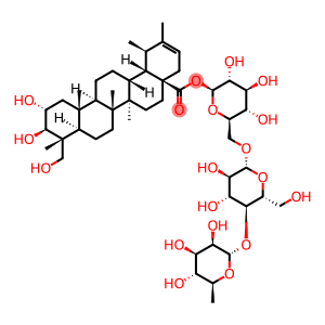 Urs-20-en-28-oic acid, 2,3,23-trihydroxy-, O-6-deoxy-α-L-mannopyranosyl-(1→4)-O-β-D-glucopyranosyl-(1→6)-β-D-glucopyranosyl ester, (2α,3β,4α)-